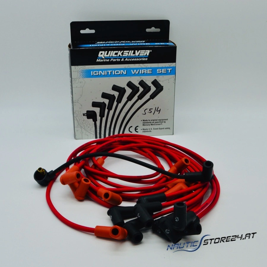Mercury/Quicksilver Ignition Cable Set incl. Spark Plug Connector for Mercruiser V8 7.4L/8.2L (84-816608Q61)