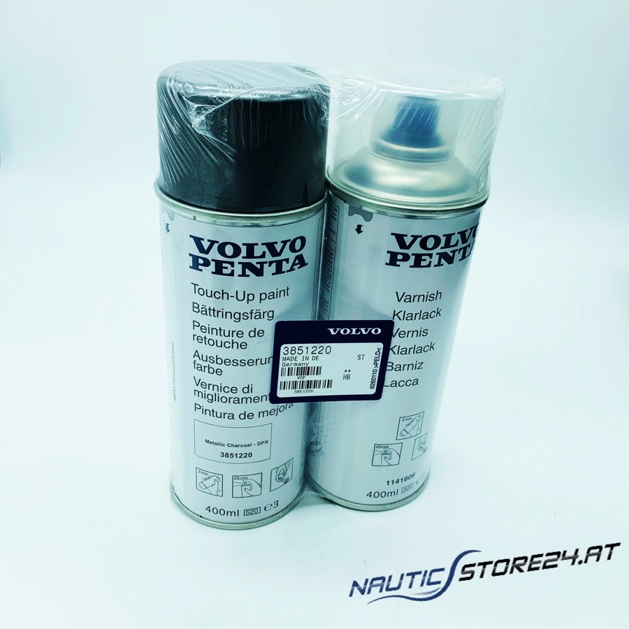 Volvo Penta Touch Up Paint Set Metallic Charcoal DPX with Clear Coat (400ML each) (3851220)