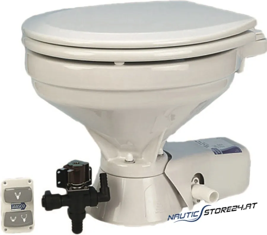 Jabsco Toilet with Electric Pump Tank | Design: Compact, height 350mm, width 450mm, depth 350mm