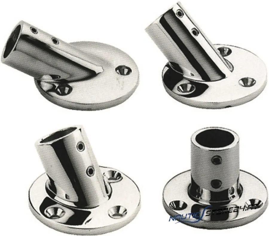 Handrelingsfuß Niro - Base plate 63mm Ø | Design: Angle 30 degrees, tube Ø 25mm