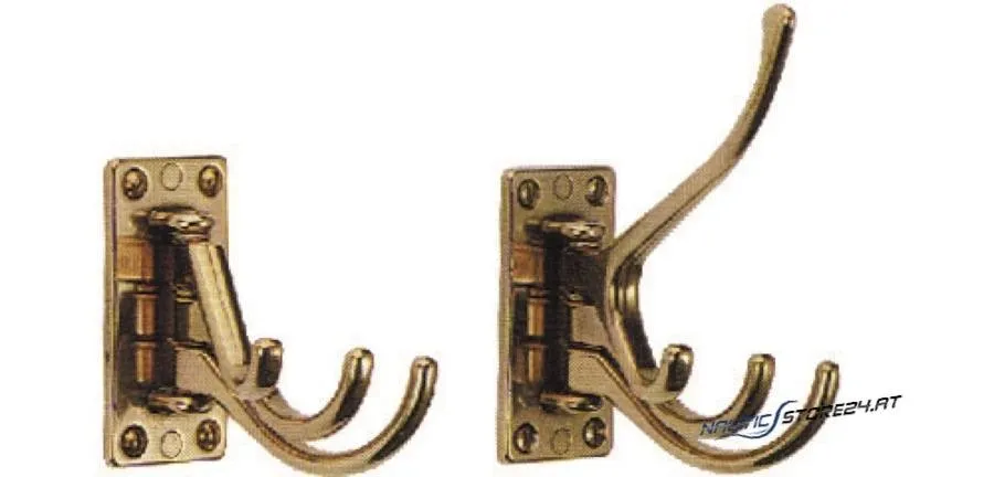 Coat Hook Brass - Base Plate 73x36mm | Design: three hooks
