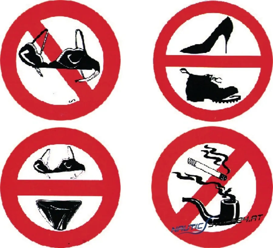 Prohibition Stickers - Outer Ø 135mm | Design: Shoes prohibited